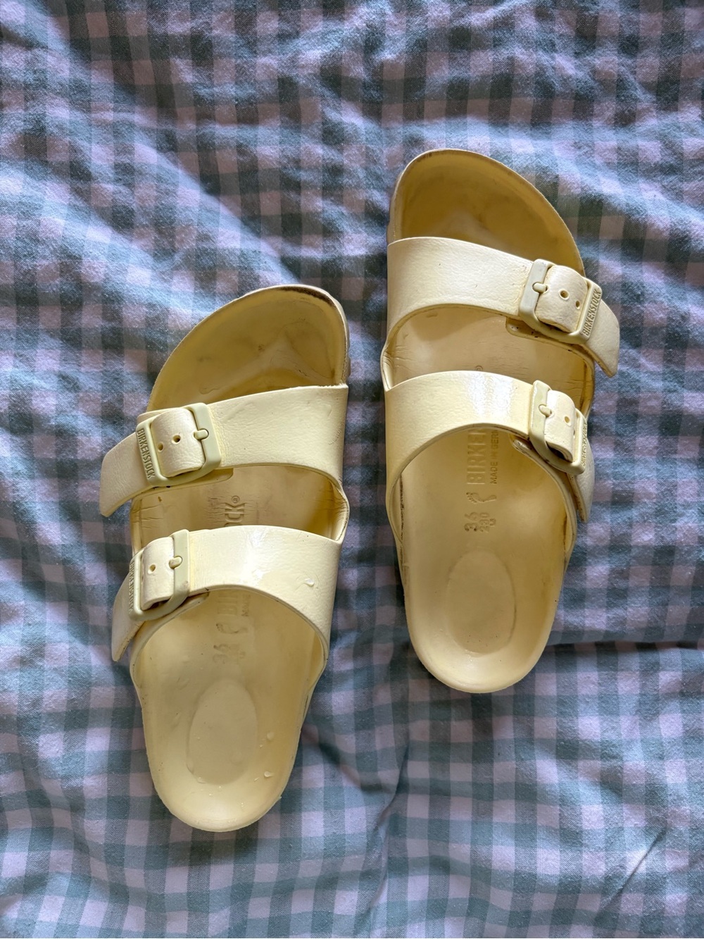 Birkenstock-Style Women’s Double Strap Sandals in yellow